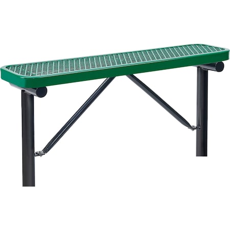 Global Industrial 4ft Outdoor Steel Flat Bench, Expanded Metal, In Ground Mount, Green 695741IGN